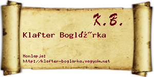 Klafter Boglárka névjegykártya